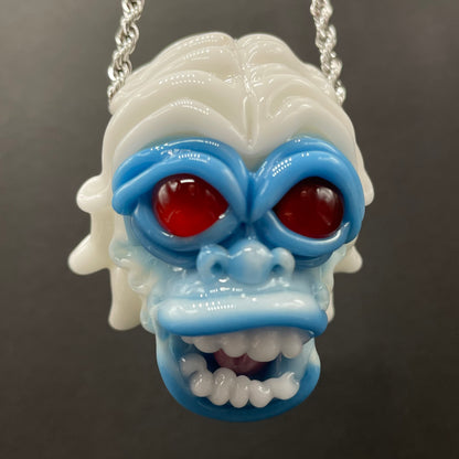 Blown glass yeti pendant
