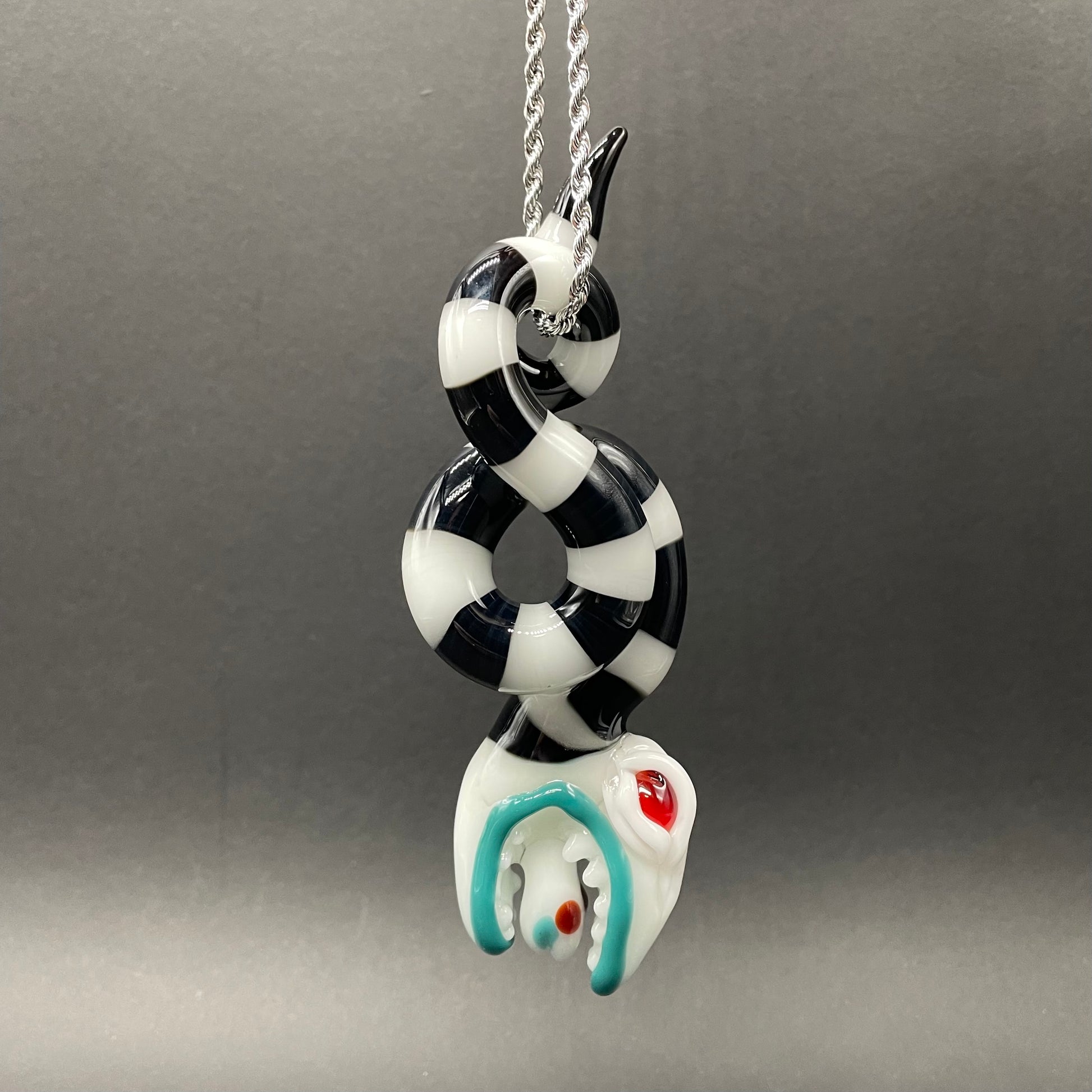 Beetlejuice Inspired solid glass Sandworm  Sculpture detail view - premium glass art