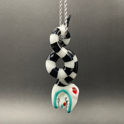 Beetlejuice Inspired solid glass Sandworm  Sculpture detail view - premium glass art