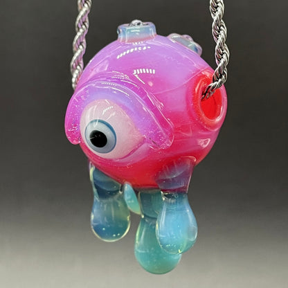 Drippy cyclops glass pendant hand blown glass art - Leviathan Glass