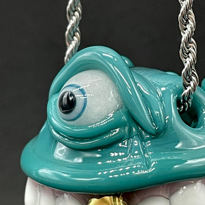 Grinning like a fool glass pendant