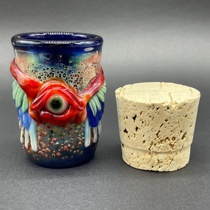 Artisan glass Winged phoenix cork jar - detailed craftsmanship