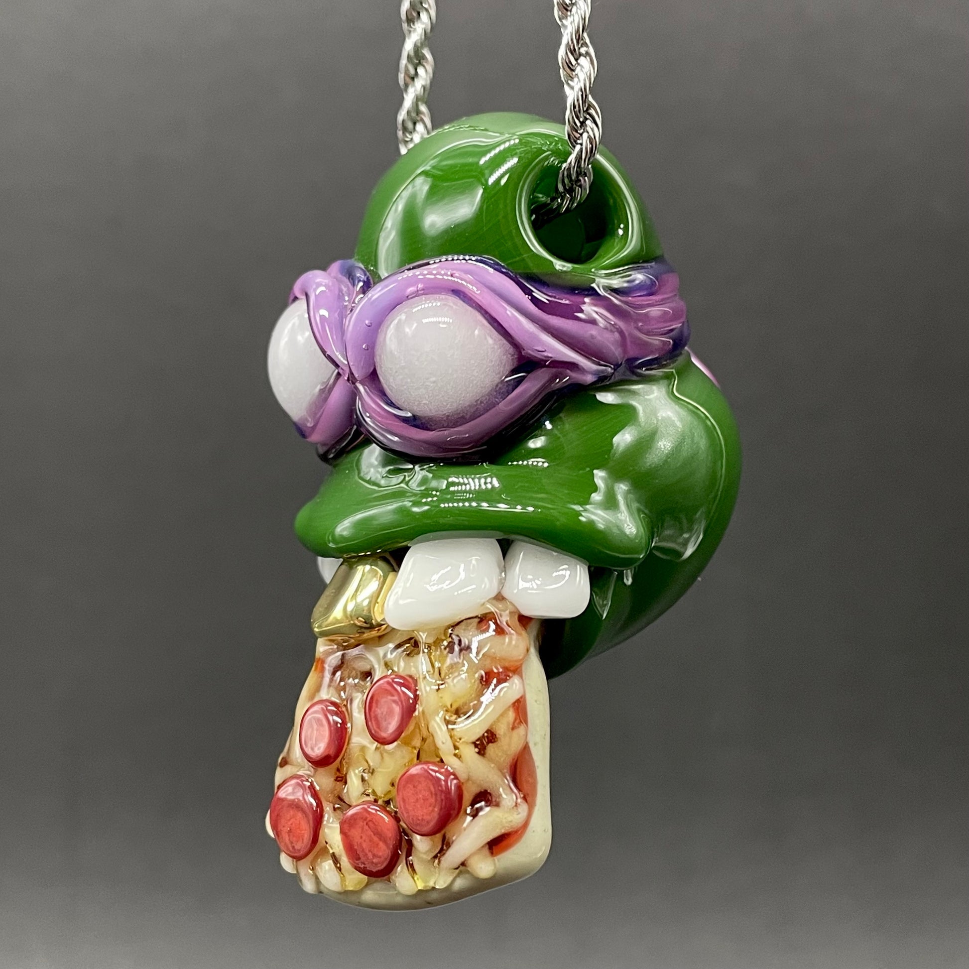 Glass Donatello ninja turtle pendant craftsmanship - artisan glass work