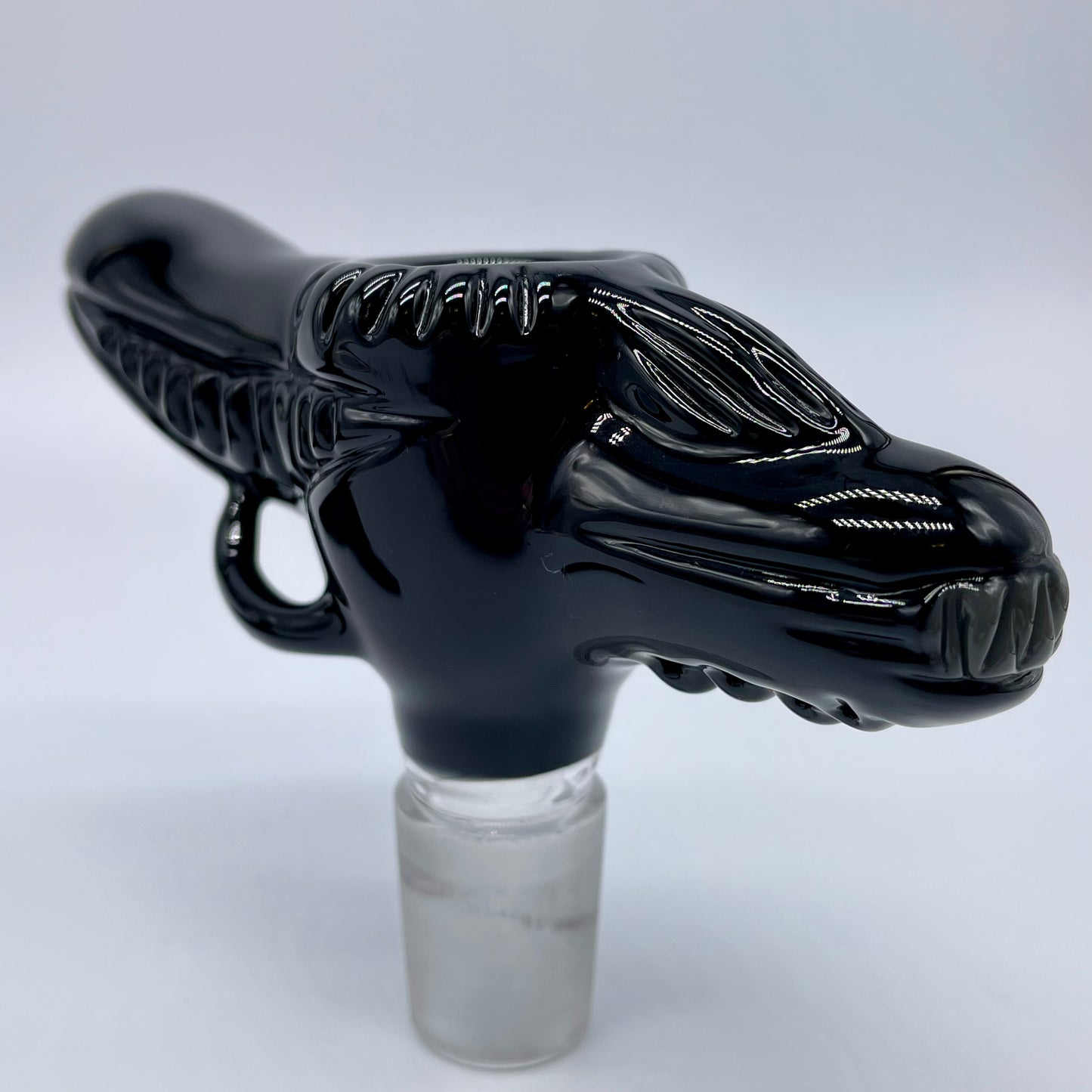 Artisan glass 18mm xenomorph slide with stand - detailed craftsmanship