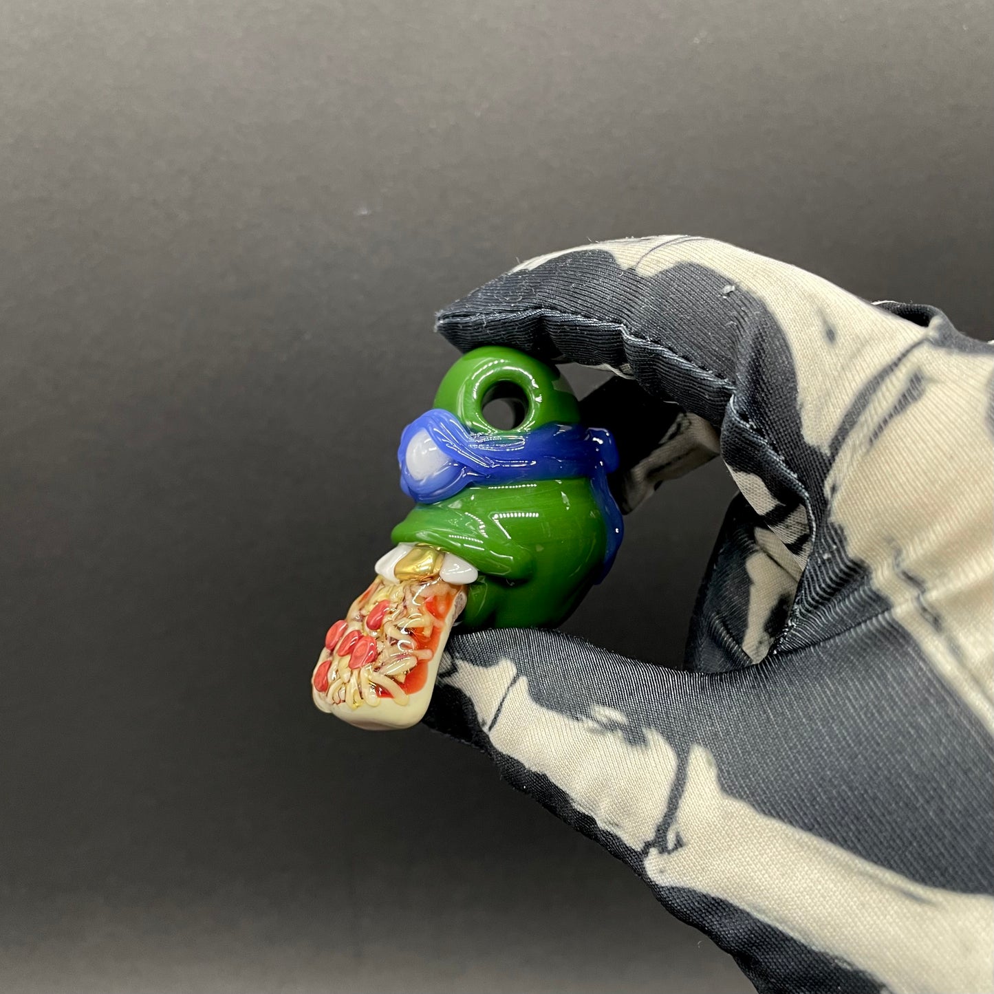 Hand-blown Leonardo Ninja TurtleHandblown Pendant, TMNT Inspired Collectible glass necklace - Leviathan Glass original