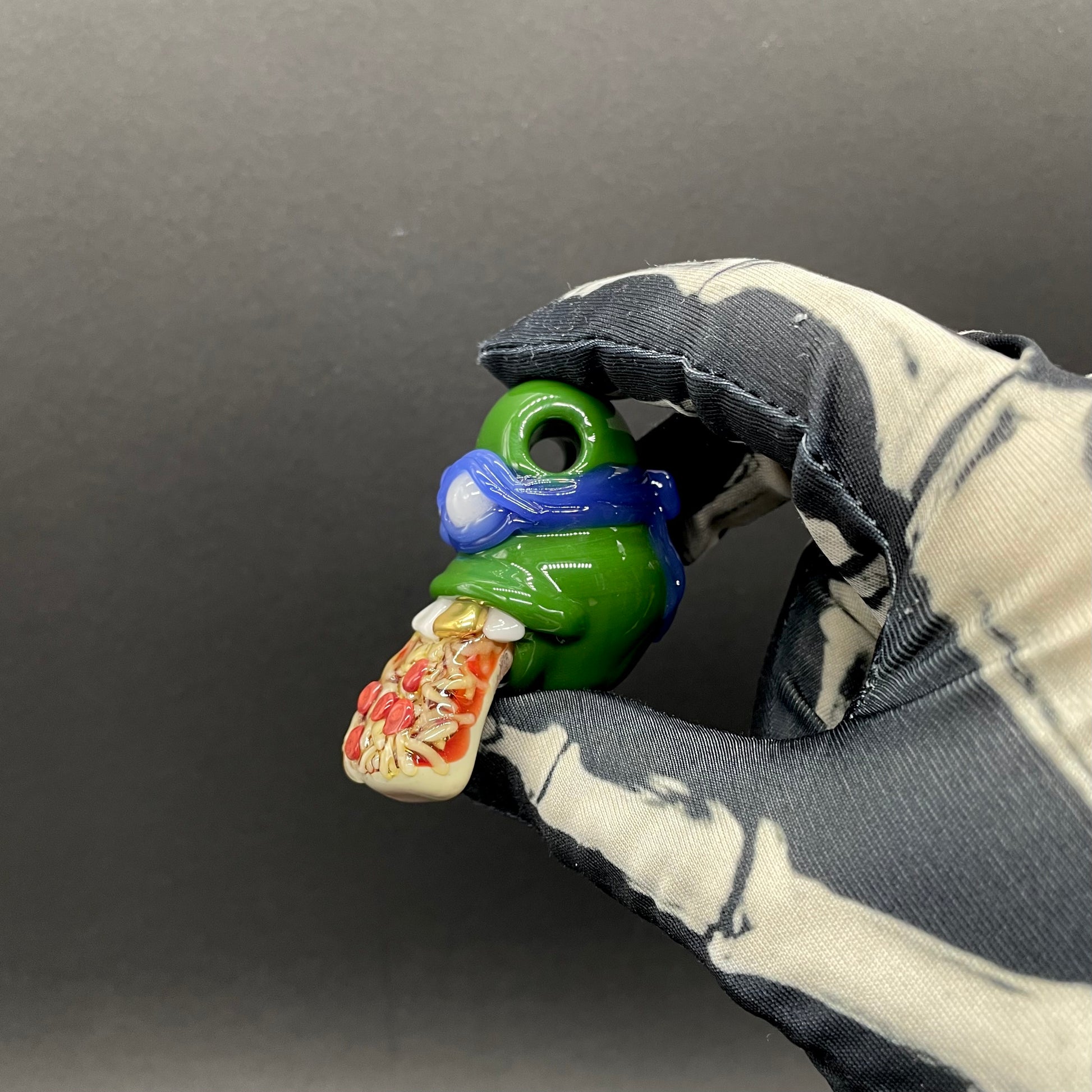 Hand-blown Leonardo Ninja TurtleHandblown Pendant, TMNT Inspired Collectible glass necklace - Leviathan Glass original