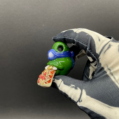 Hand-blown Leonardo Ninja TurtleHandblown Pendant, TMNT Inspired Collectible glass necklace - Leviathan Glass original
