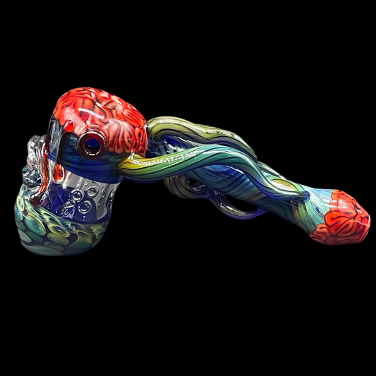 Hand-blown glass Brain Bubbler by Leviathan Glass