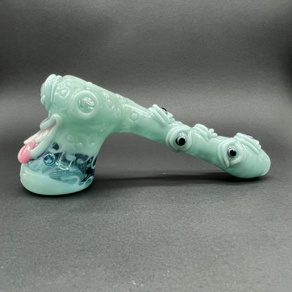 Close-up of Smiley face bubbler - handcrafted glass