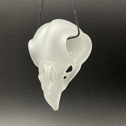 Hand-blown glass Crow skull by Leviathan Glass