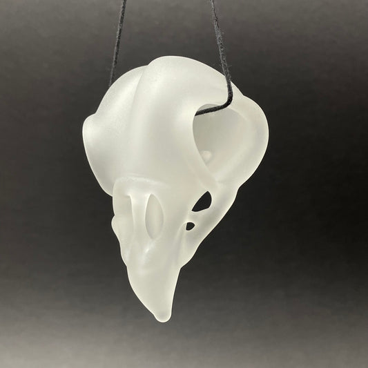 Hand-blown glass Crow skull by Leviathan Glass