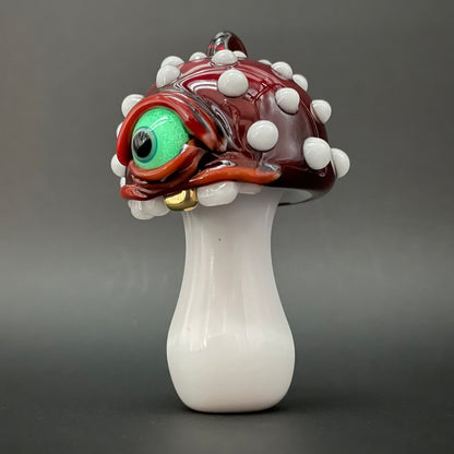 Hand-blown Cyclops mushroom ornament - Leviathan Glass original