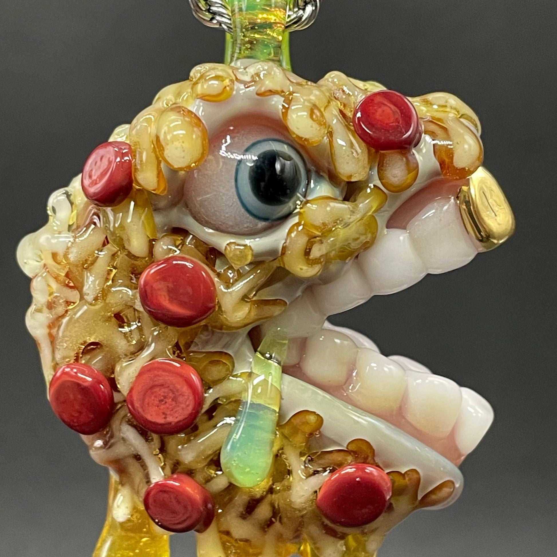 Pizza fiend pendant glass art - premium handcrafted piece