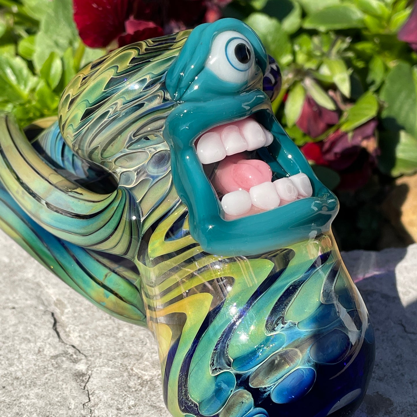 Hand-blown Screaming tentacle bubbler - Leviathan Glass original