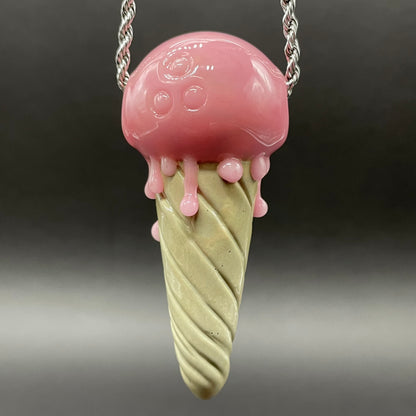 Artisan glass Eye scream cone pendant - detailed craftsmanship