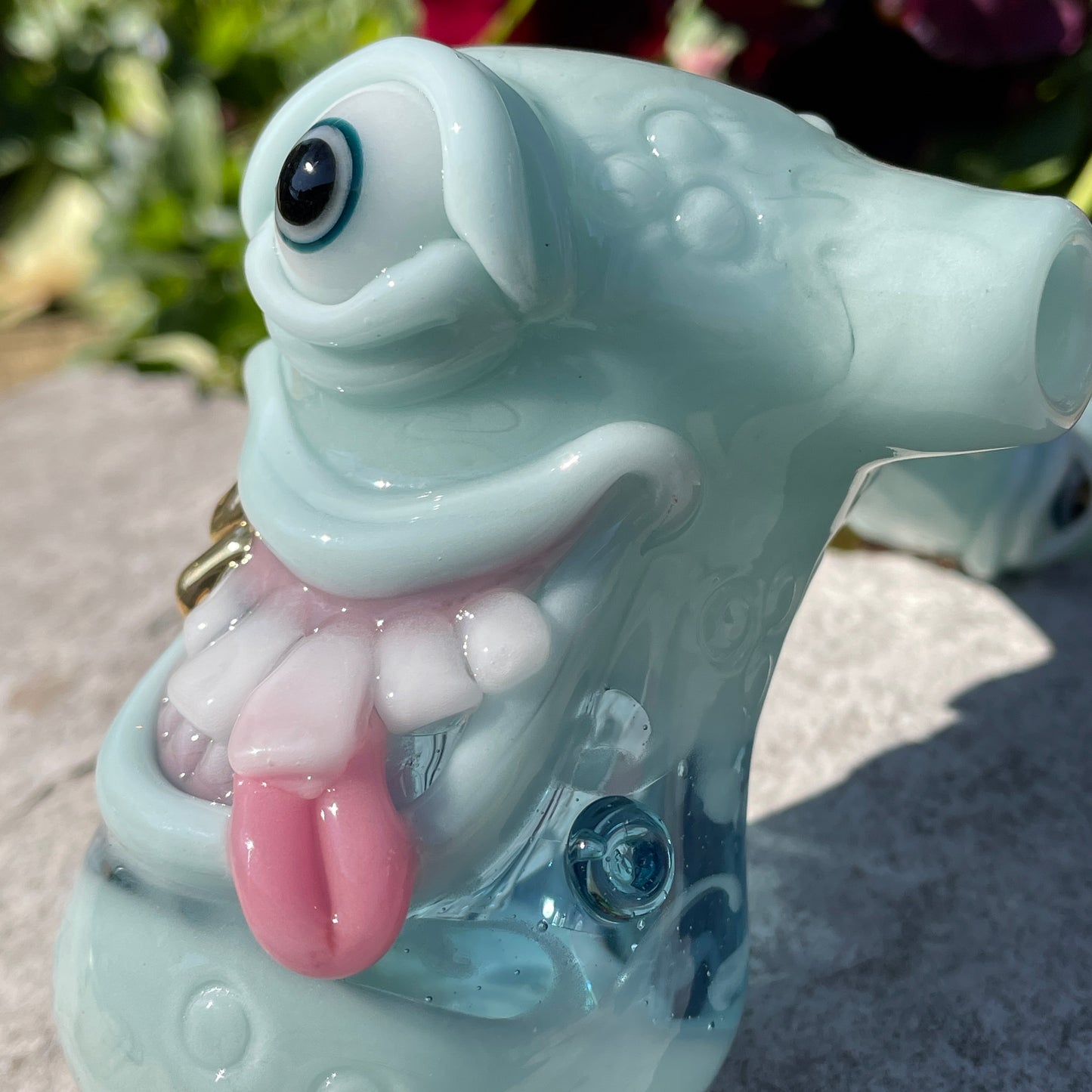 Leviathan Glass Smiley face bubbler - hand-blown art