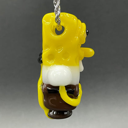Leviathan Glass Sponge bob square pants glass pendant - hand-blown art