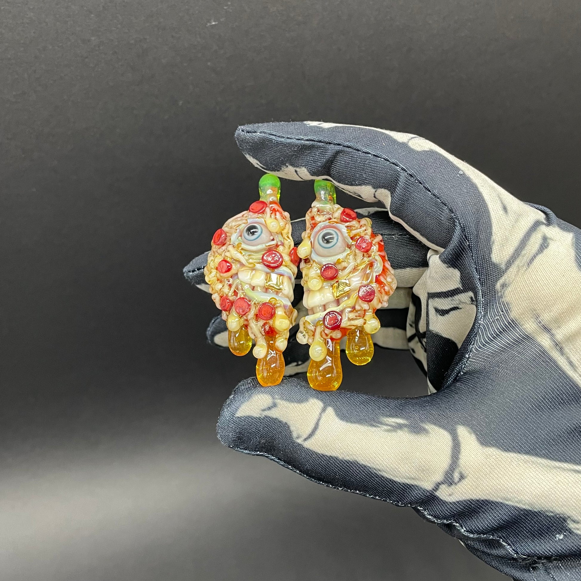 Hand-blown Two halves of one pizza friendship necklace - Leviathan Glass original