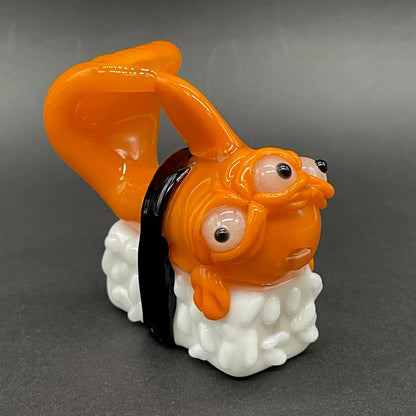 Mutant three eyed fish sushi glass pendant