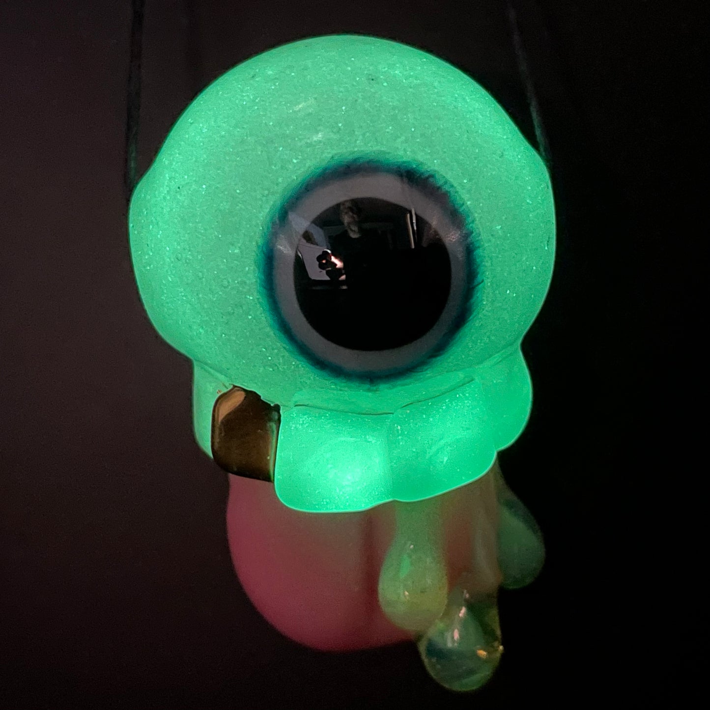 Hand-blown Glow in the dark eye pendant - Leviathan Glass original