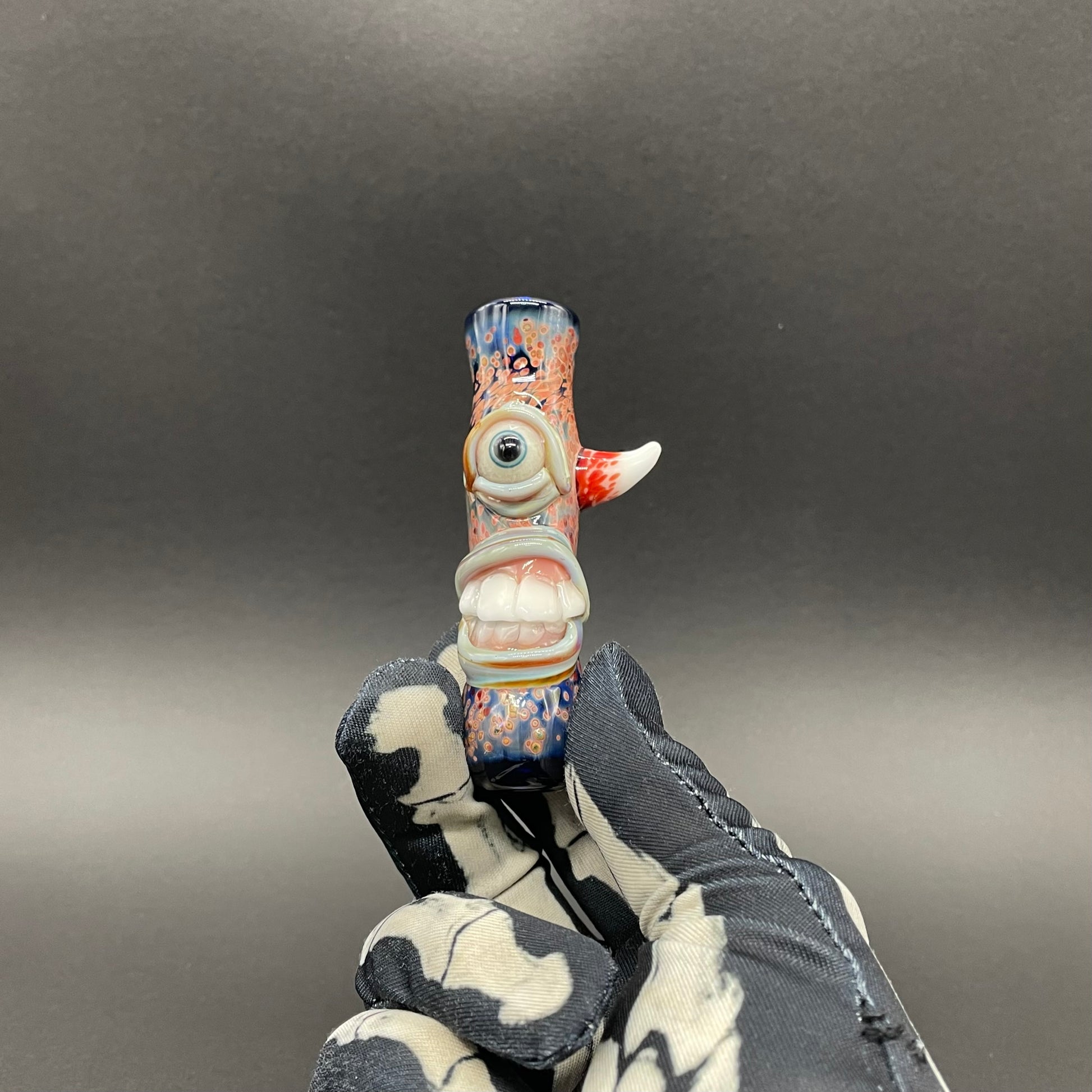 Frit Cyclops Chillum by Leviathan Glass - artisan detail
