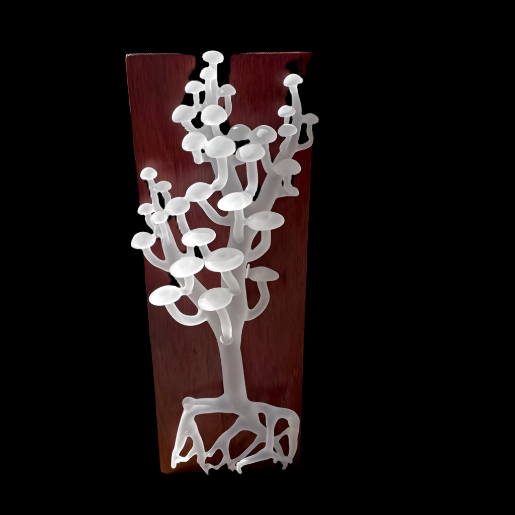 Hand-blown glass Mushroom wall sculpture by Leviathan Glass
