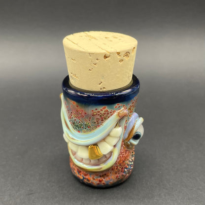 Artisan glass Side eye Cyclops Cork Jar - detailed craftsmanship