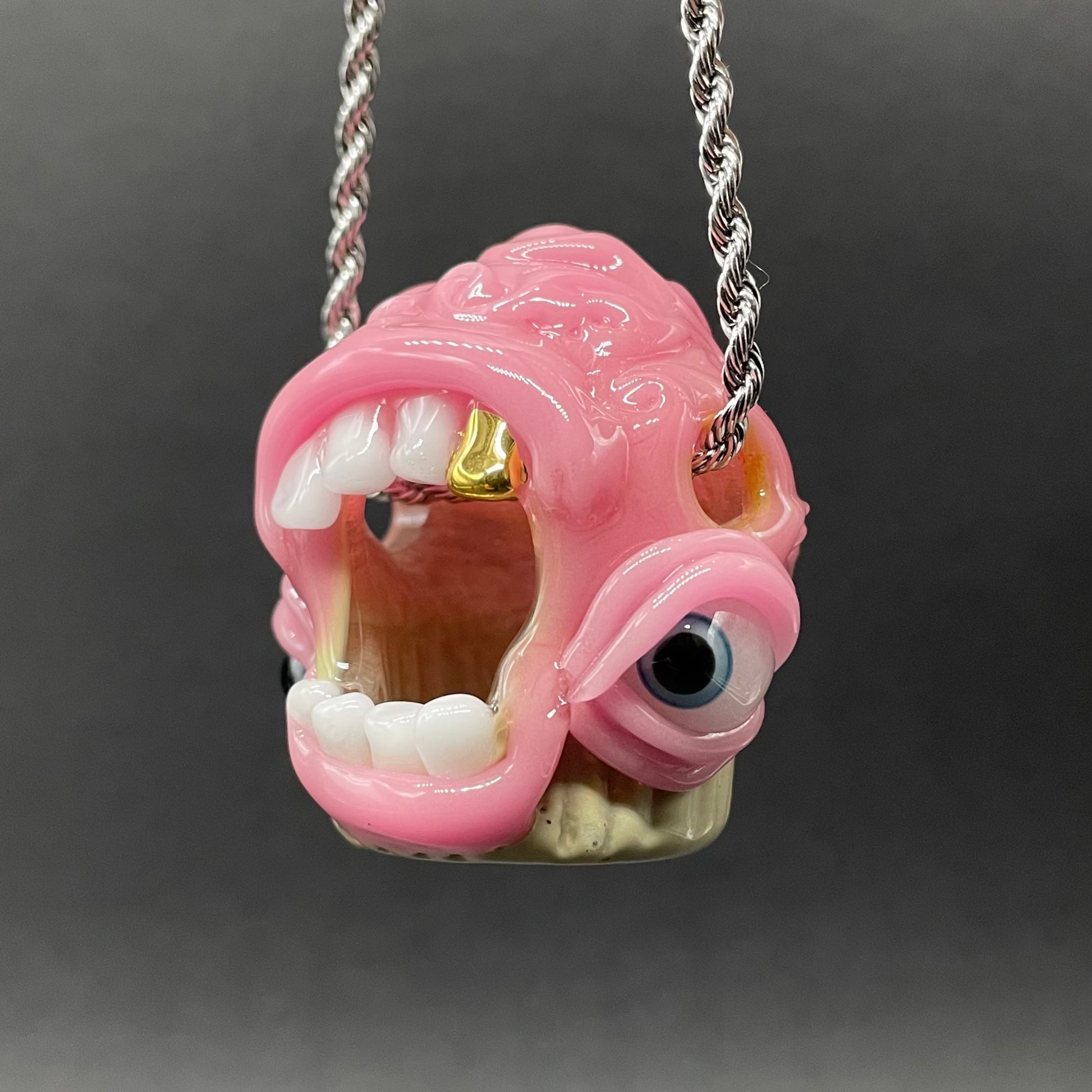 Cupcake pendant detail view - premium glass art