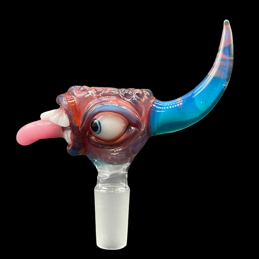 Hand-blown glass 14mm Horn & Tongue Slide by Leviathan Glass