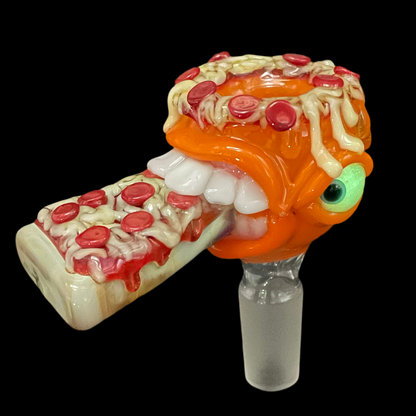 Leviathan Glass 14mm 4 hole orange pizza fiend slide - hand-blown art