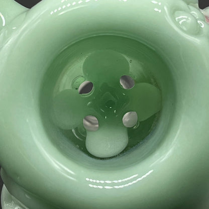 Artisan glass 14mm 4 hole barf slide - detailed craftsmanship