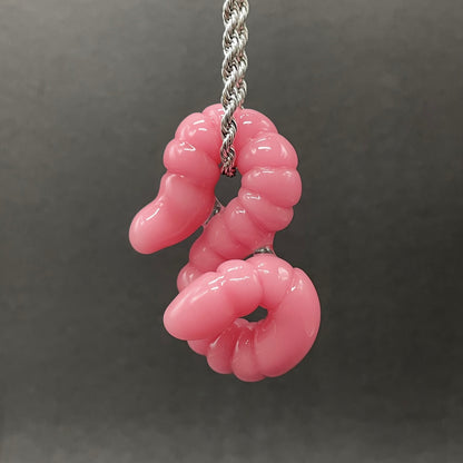glass earthworm pendant