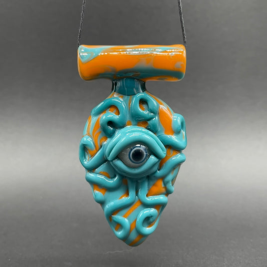 Hand-blown glass Oculus tentacle pendant by Leviathan Glass