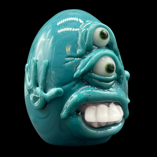 Hand-blown glass Monster egg sculpture by Leviathan Glass