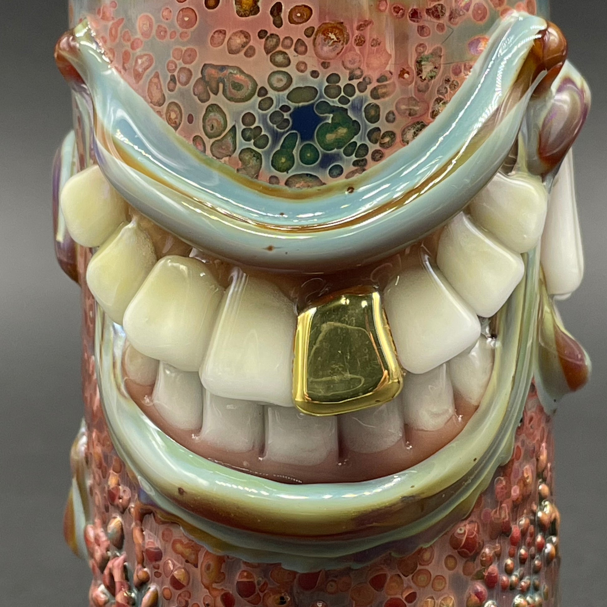 Too many mouths to feed shot glass by Leviathan Glass - artisan detail