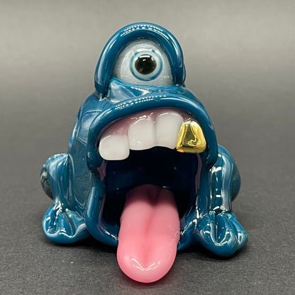 Close-up of Stinkhopper - handcrafted glass