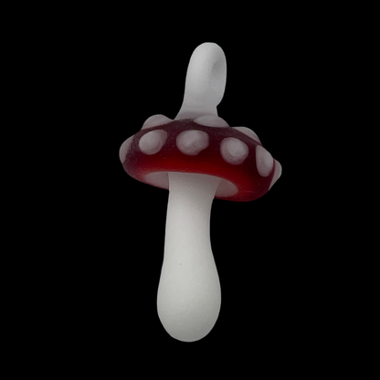 Hand-blown glass Red mushroom pendant by Leviathan Glass