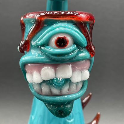 Artisan glass 3 headed downdraft incense burner - detailed craftsmanship