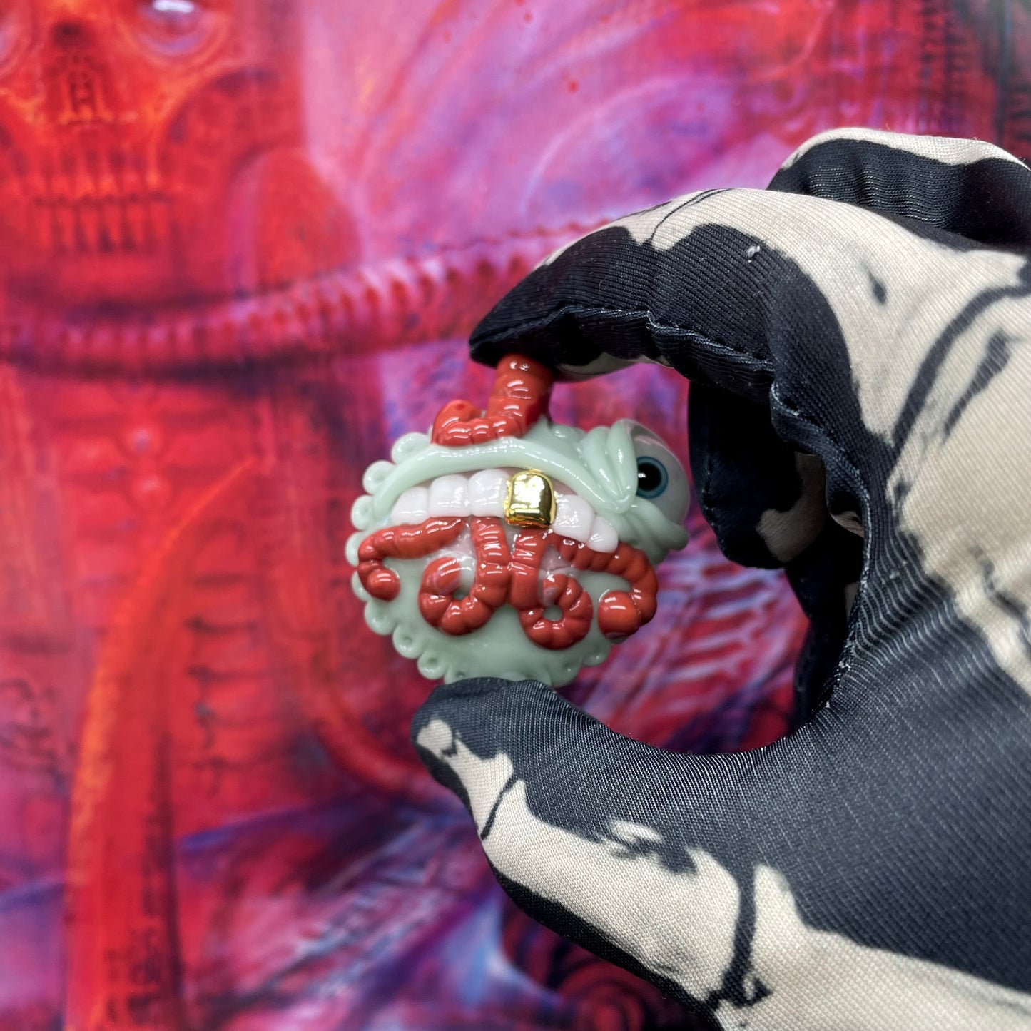 Leviathan Glass Worm eater pendant - hand-blown art