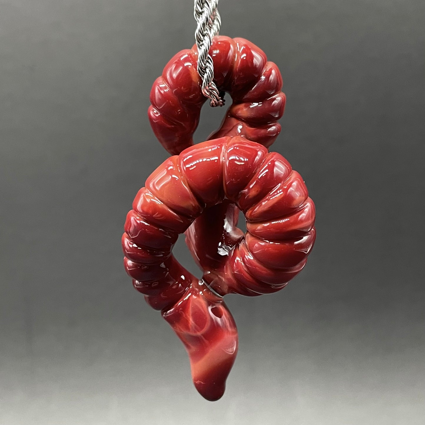 glass earthworm pendant craftsmanship - artisan glass work