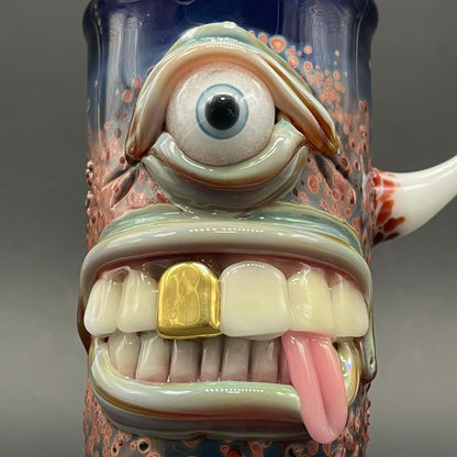 Close-up of Cyclops shot glass - handcrafted glass