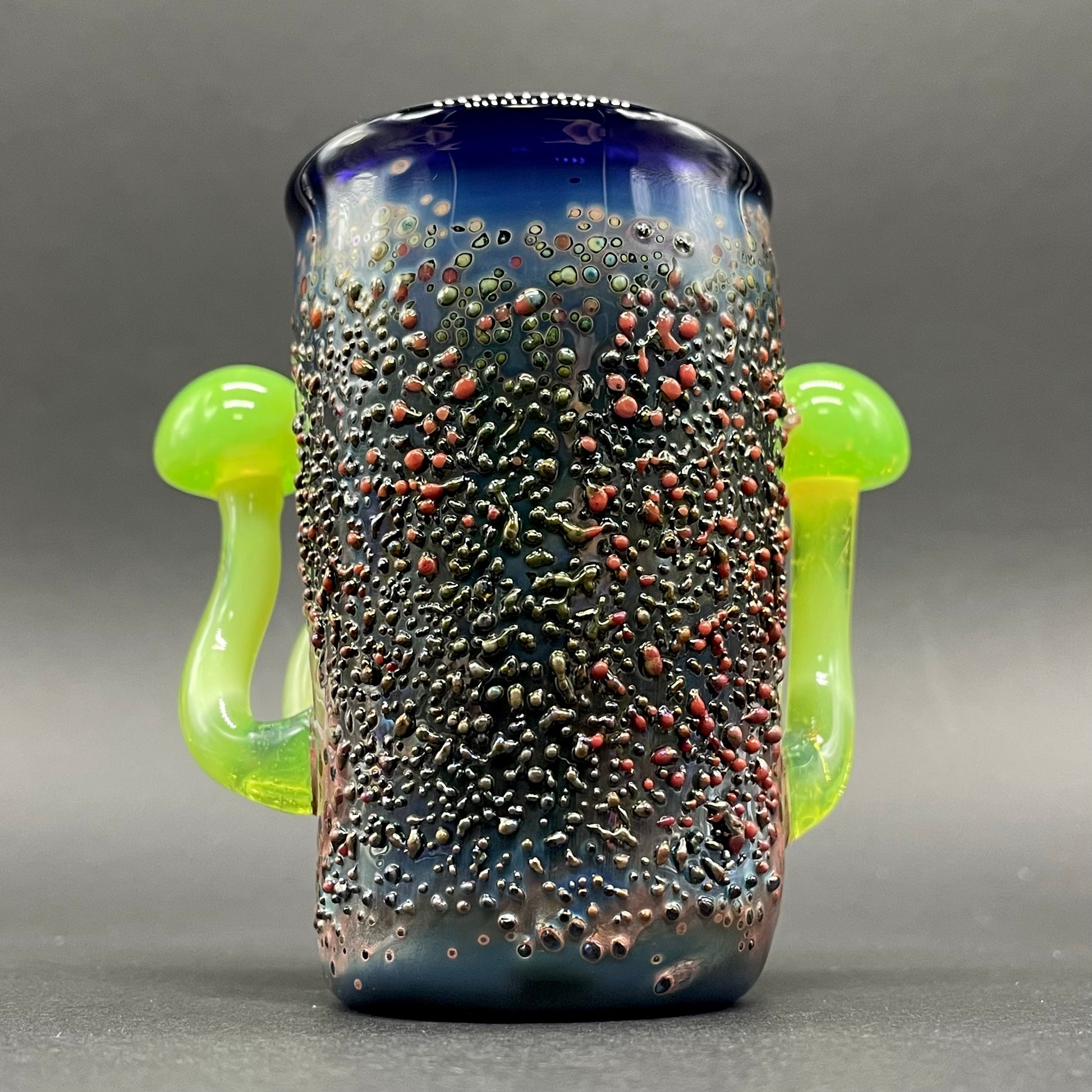 Hand-blown Green slime mushroom shot glass - Leviathan Glass original