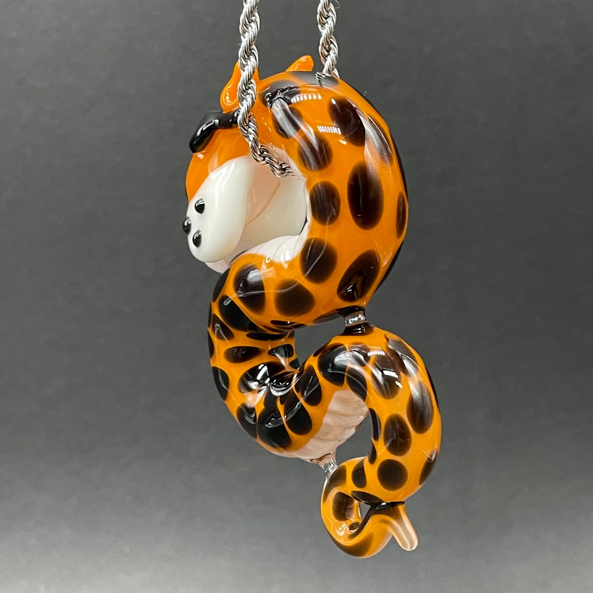 Premium Slithering Chester Cheetah glass pendant - collectible glass art