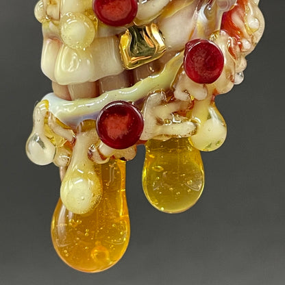 Hand-blown Two halves of one pizza friendship necklace - Leviathan Glass original