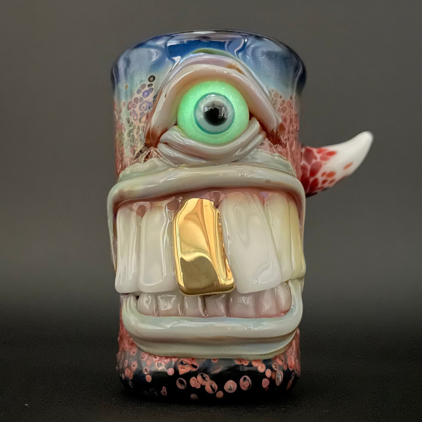 Hand-blown Big tooth Cyclops shot glass - Leviathan Glass original