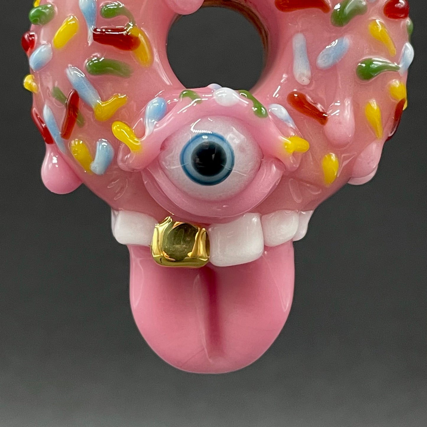 Close-up of Mmmm doughnuts - handcrafted glass
