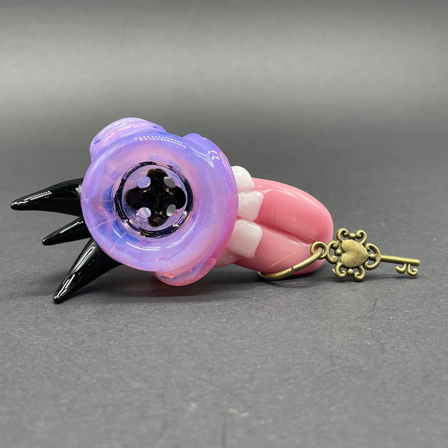 Hand-blown 18mm 4 hole Pierced tongue slide - Leviathan Glass original