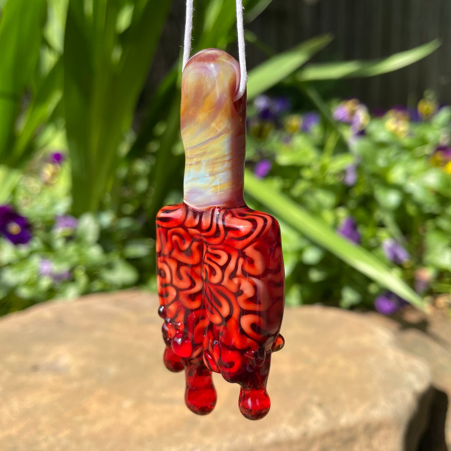 Dreamsicle pendant craftsmanship - artisan glass work