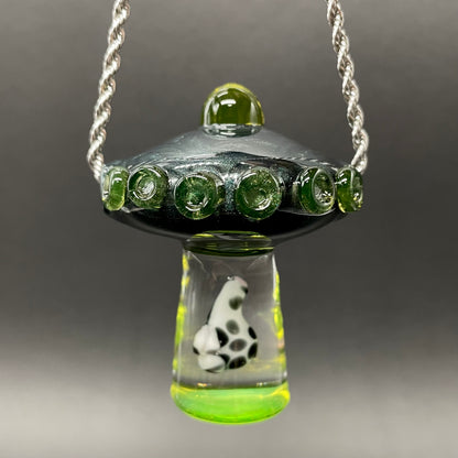 Hand-blown Alien abduction pendant (cow) - Leviathan Glass original
