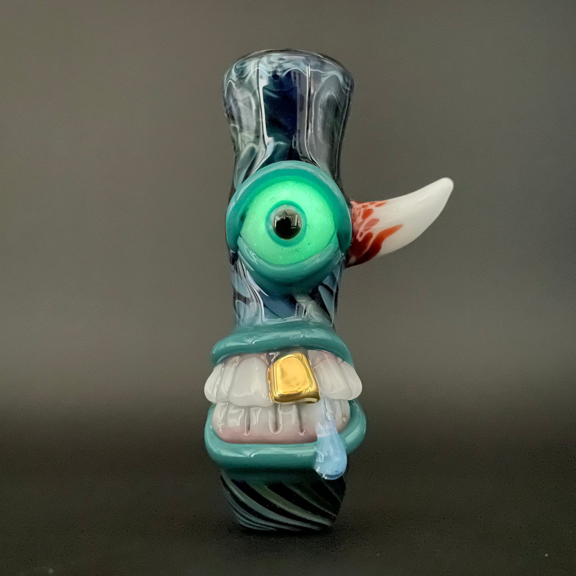 Premium Gold fumed cyclops Chillum - collectible glass art